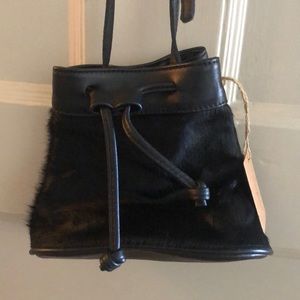 Black pony hair crossbody purse